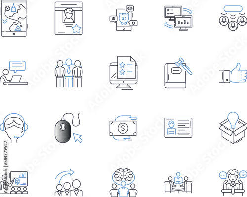 Trading league line icons collection. Stocks, Crypto, Trading, Investments, Currency, Traders, Volatility vector and linear illustration. Index,Futures,Commodities outline signs set