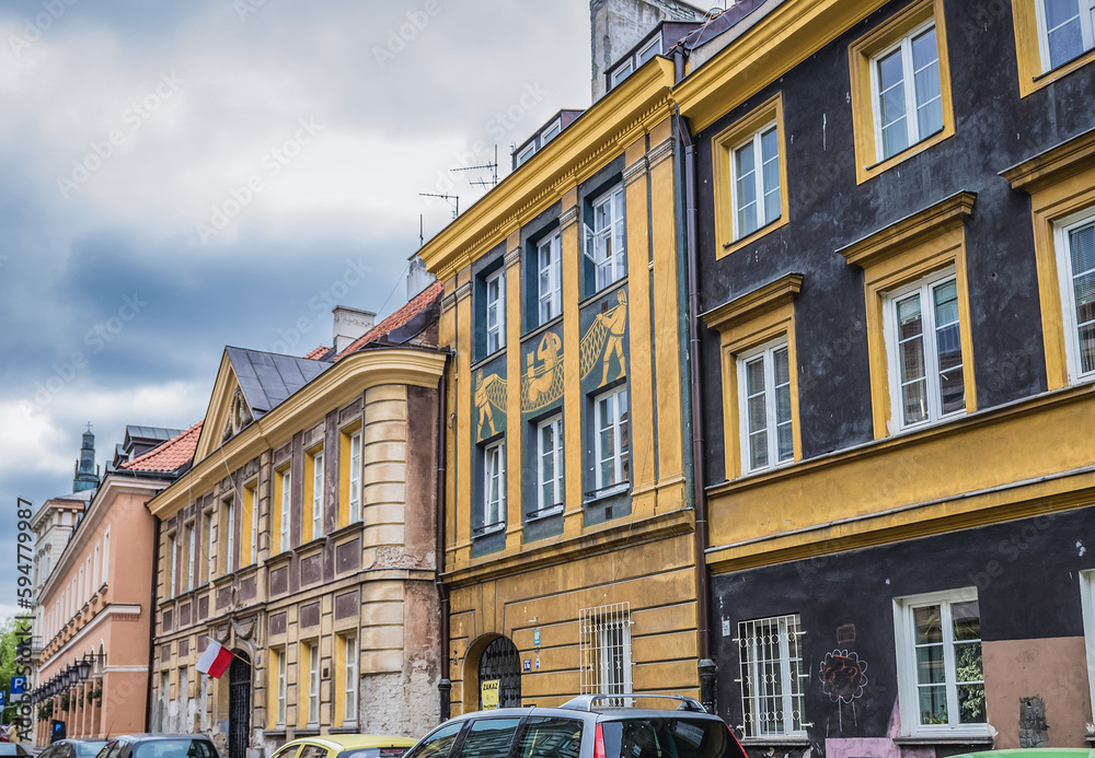 Fototapeta premium Tenement houses in the Old Town of Warsaw capital city, Poland