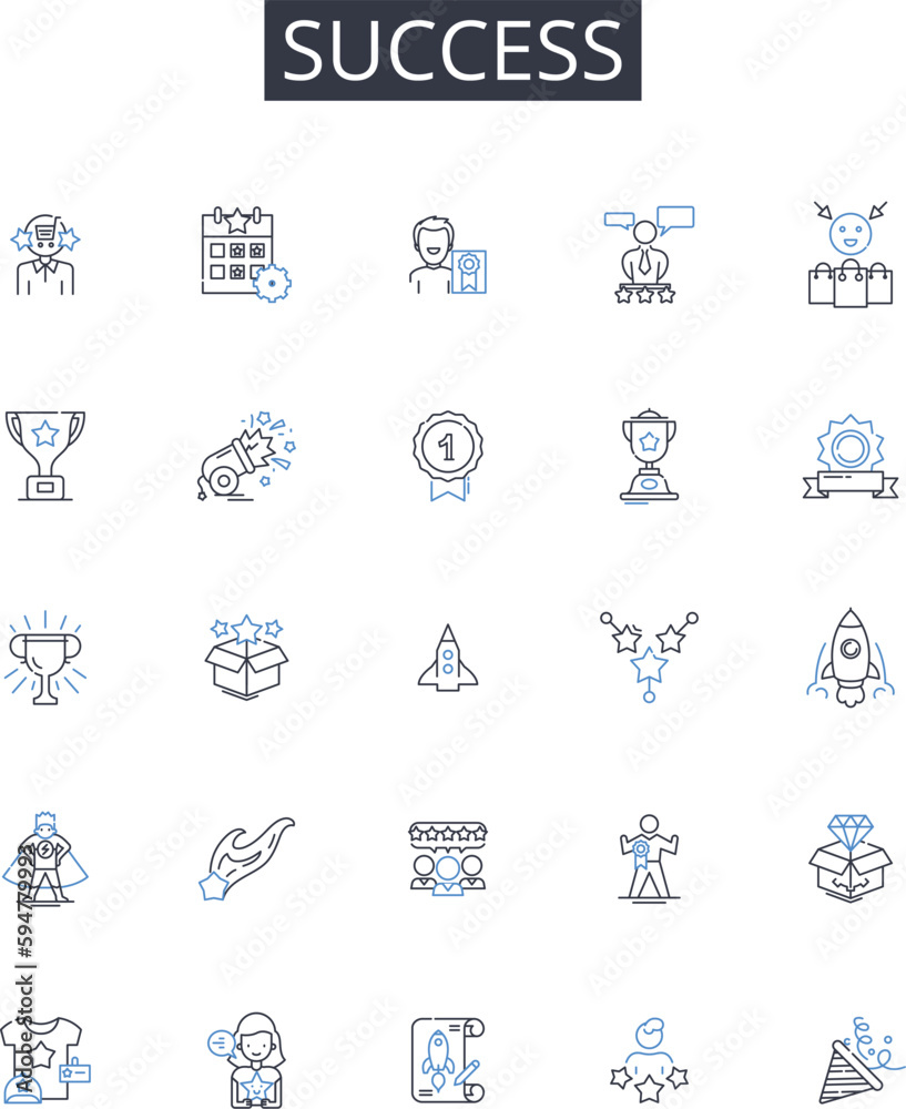 Success line icons collection. Prosperity, Achievement, Accomplishment, Victory, Attainment, Accomplished, Triumph vector and linear illustration. Advancement,Breakthrough,Realization outline signs