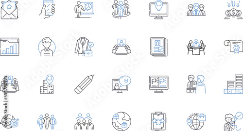 Advertising Agency line icons collection. Creativity, Marketing, Branding, Strategy, Insight, Engagement, Promotions vector and linear illustration. Innovation,Campaigns,Customer outline signs set