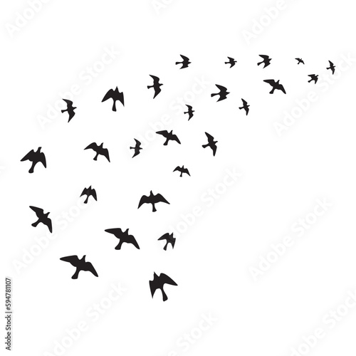 Silhouette Of A Flock Of Flying Birds Stock Illustration © makajin