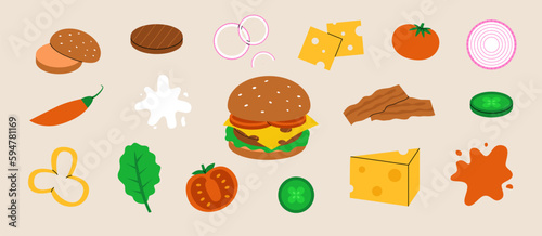 Burger ingredients set