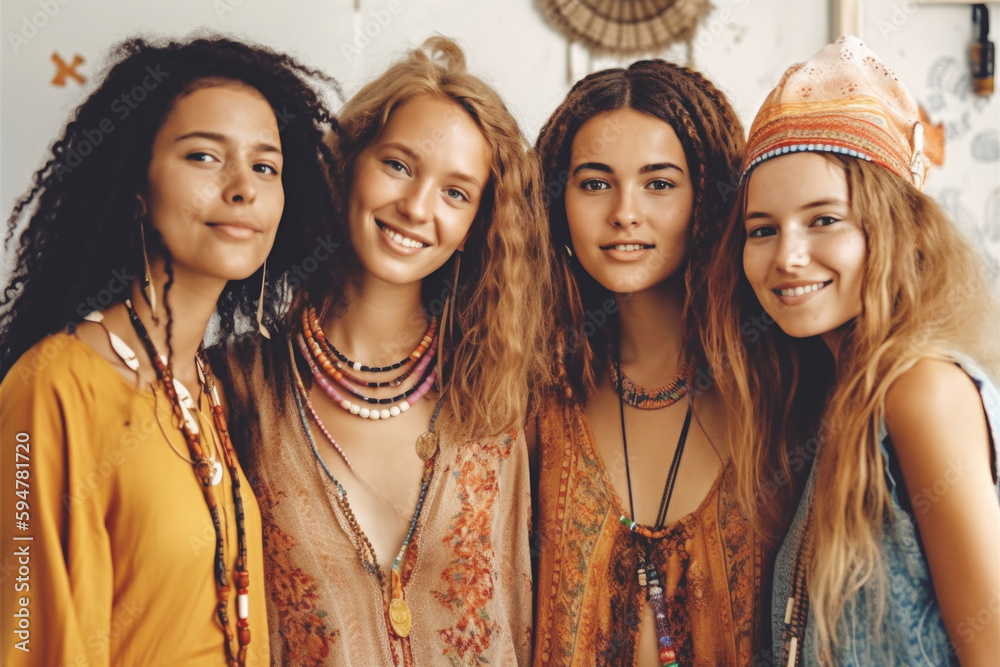 Portrait of a group of diverse young beautiful women, Generative ai Portrait of a group of diverse young beautiful women, Generative ai