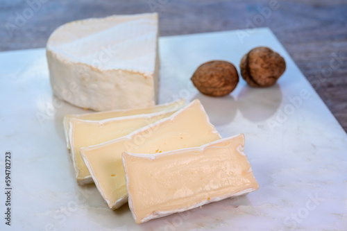 French white mold soft cow milk cheese Caprice des Dieux from Haute-Marne region, France