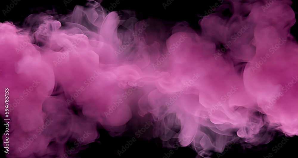 Magenta smoke on black background soft texture. AI graphic.