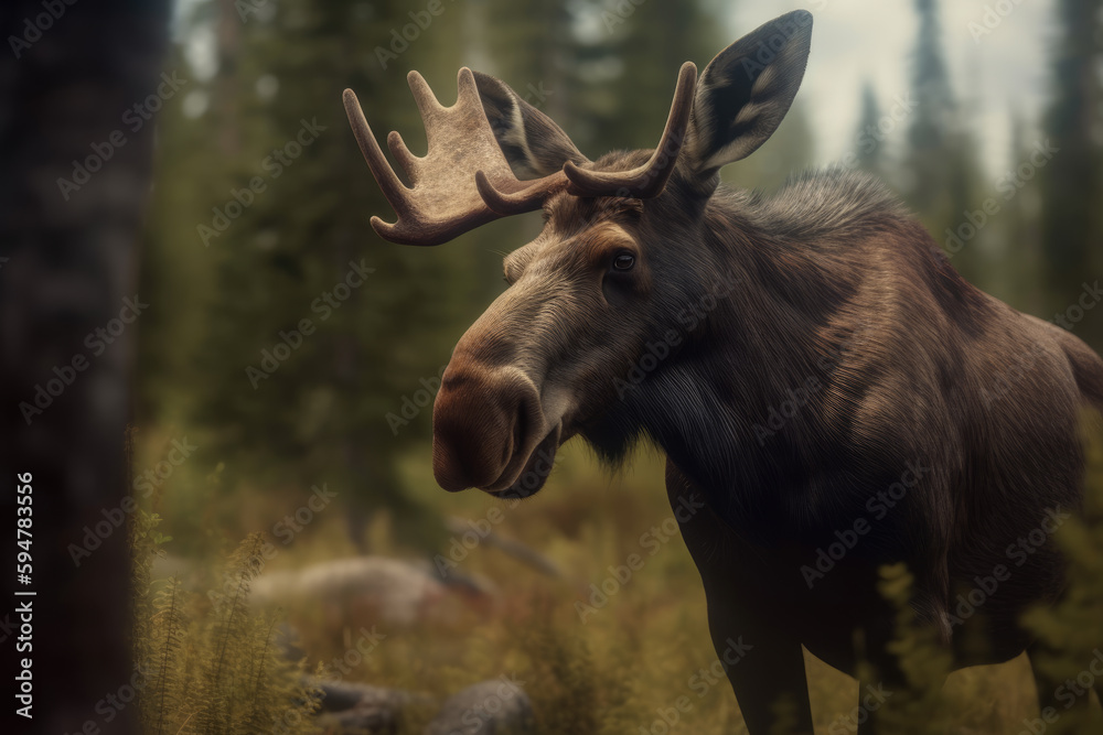beautiful and very strong moose in nature.