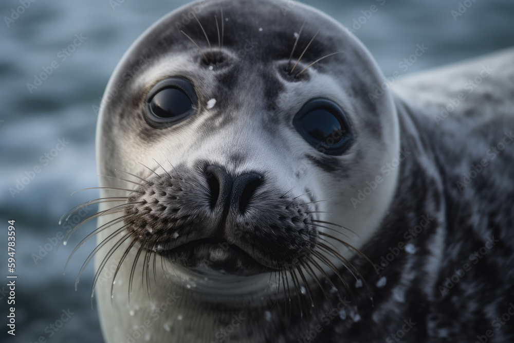 seal looking at the camera.