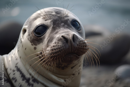 seal looking at the camera.