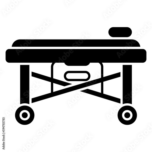 Patient bed icon, flat design of stretcher