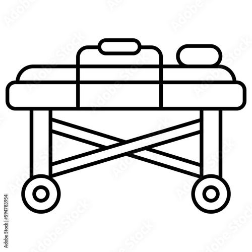 Patient bed icon, flat design of stretcher