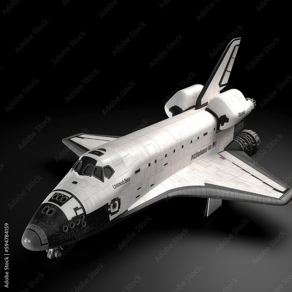 Naklejka premium space shuttle isolated on black background, generative ai