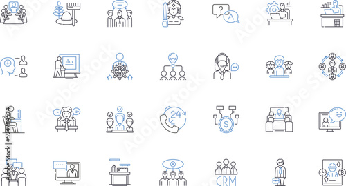 Duty service line icons collection. Responsibility, Obligation, Commitment, Service, Dedication, Devotion, Loyalty vector and linear illustration. Honor,Duty,Accountability outline signs set