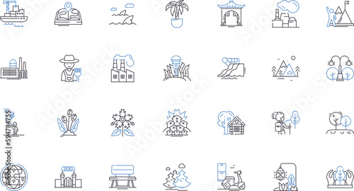 Sustainable garden line icons collection. Eco-friendly, Permaculture, Composting, Organic, Biodiversity, Pollinators, Rainwater vector and linear illustration. Native,Renewable,Soil outline signs set
