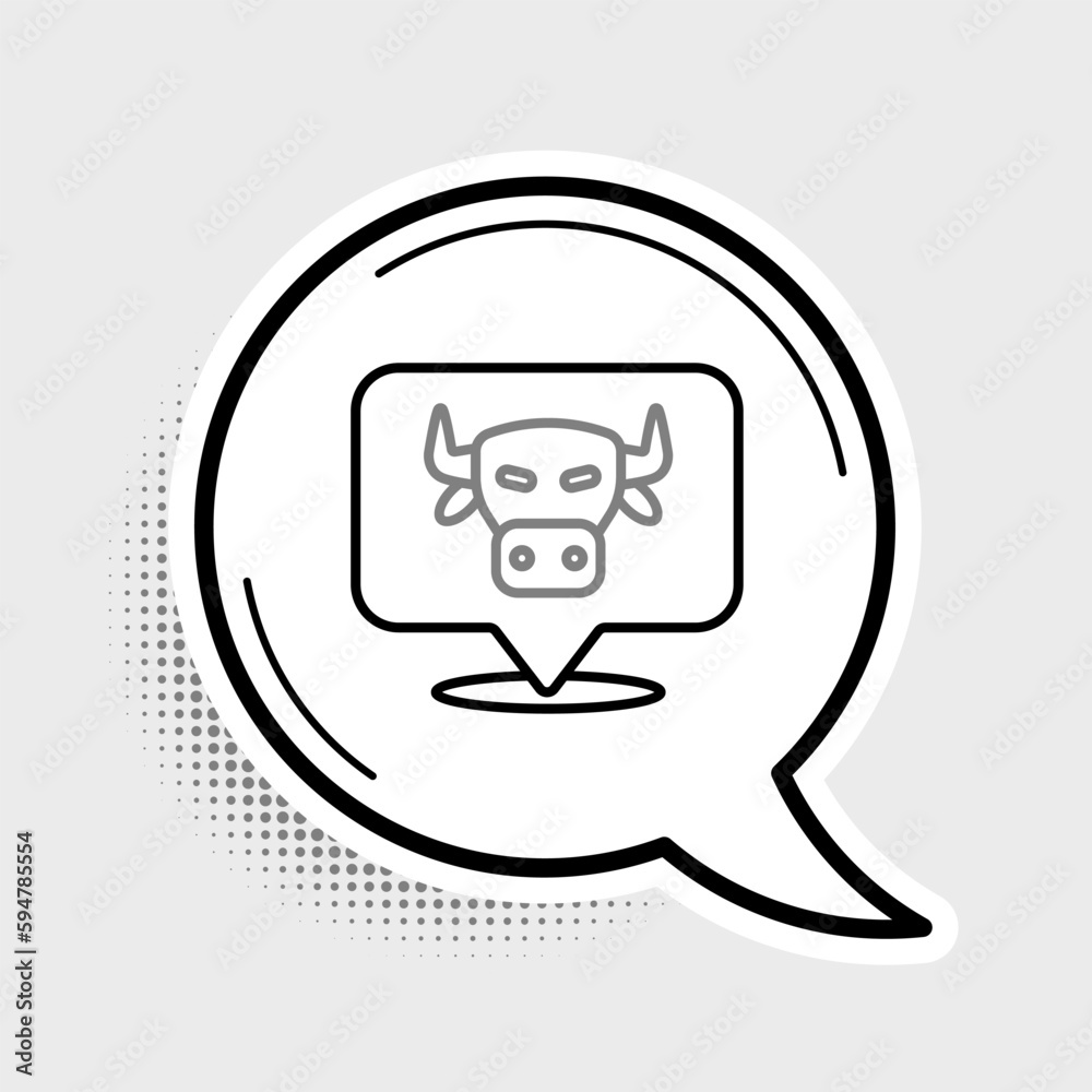 Line Cow head icon isolated on grey background. Colorful outline concept. Vector Line Cow head icon isolated on grey background. Colorful outline concept. Vector