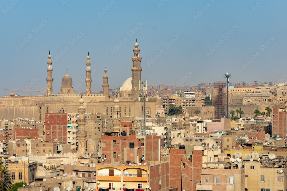 General architecture of Cairo city. Mix of modern and archaic element in the capital of African country.