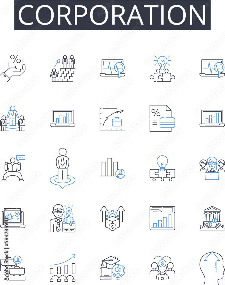 Corporation line icons collection. dventure, exploration, wilderness, nature, outdoors, hiking, travel vector and linear illustration. gear, campfire, trail outline signs set