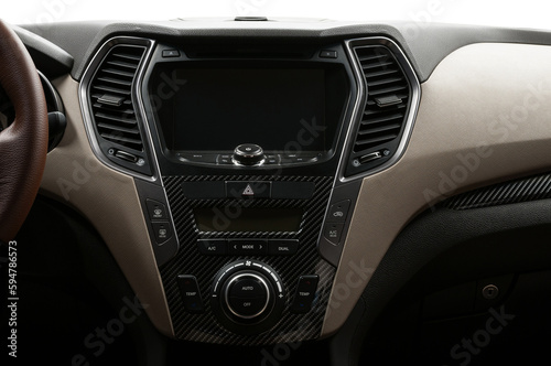 Car inside. Multimedia screen. Interior detail. © alexdemeshko