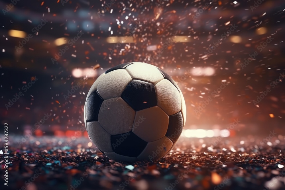 Fototapeta premium Soccer, ball and celebration in a football field.