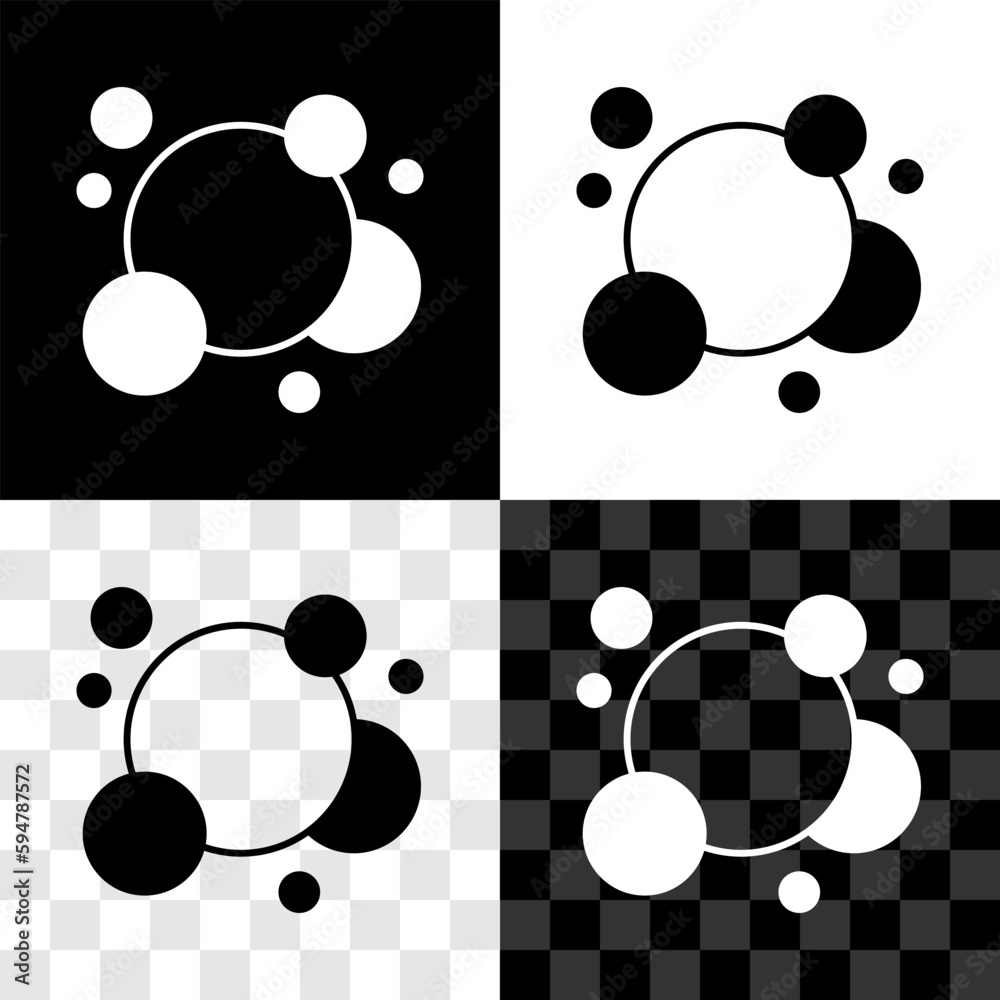 Set Soap water bubbles icon isolated on black and white, transparent background. Vector