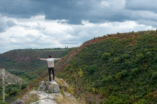 Canvas Print Hiking in very beautiful places in nature