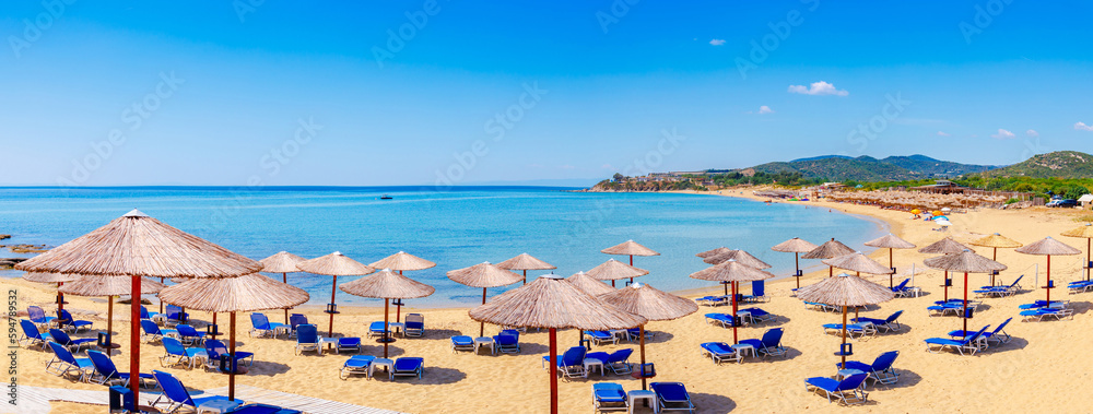 View of Ammolofoi sand beach near Kavala, Macedonia, Greece, Europe
