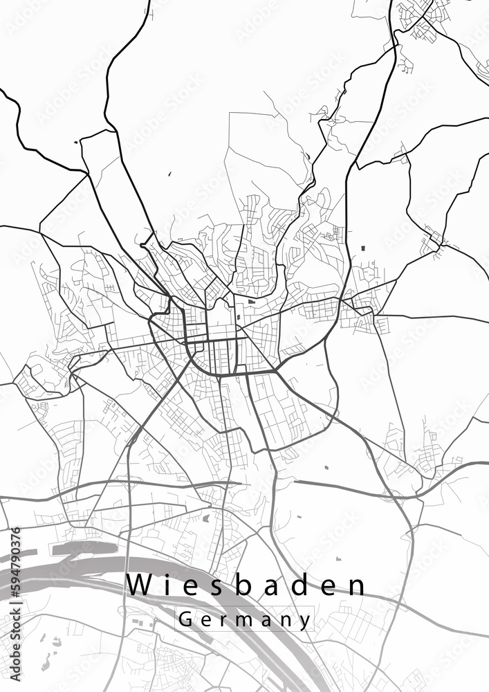 Obraz premium Wiesbaden Germany City Map