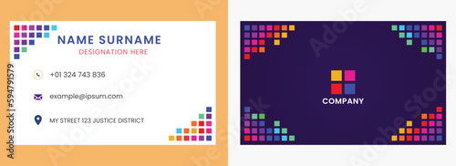  pixel business card design template vector, pixel effect business card template