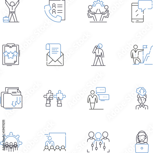 Stationary tools line icons collection. Saw, Screwdriver, Drill, Hammer, Grinder, Planer, Sander vector and linear illustration. Chisel,Router,Stapler outline signs set photo
