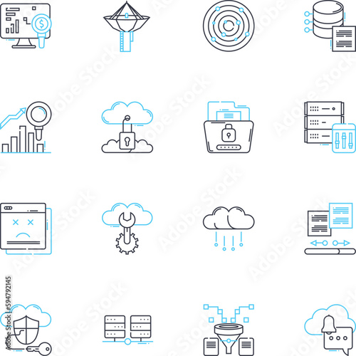 Website design linear icons set. Layout, Typography, Color, Navigation, Responsive, Interface, Graphics line vector and concept signs. User-Friendly,Minimalist,Accessibility outline illustrations photo