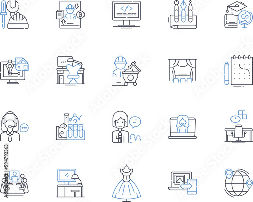 Consultant line icons collection. Advisor  Strategist  Mentor  Coach  Expert  Collaborator  Facilitator vector and linear illustration. Analyst Specialist Problem-solver outline signs set
