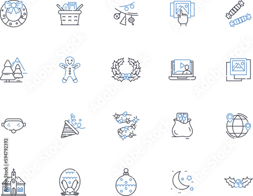 Wintry line icons collection. Snowy, Frosty, Glacial, Chill, Icy, Frigid, Cold vector and linear illustration. Arctic,Frozen,Bitter outline signs set