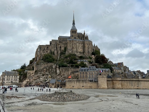 mont saint michel on a cloudy day