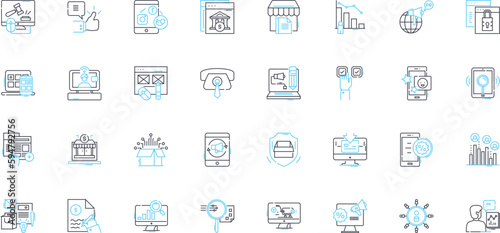 Mobile design linear icons set. Responsive, Interface, User-friendly, Navigation, Usability, Accessibility, Functionality line vector and concept signs. Layout,Typography,Color outline illustrations