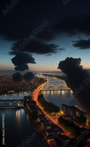 city harbour at night made using Generative AI Technology.