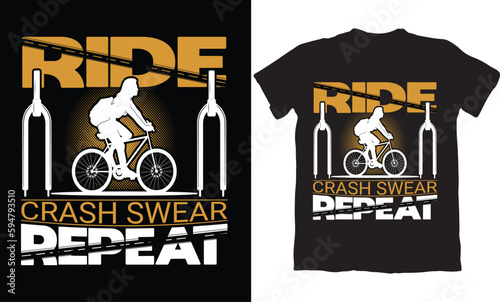 RIDE CRASH SWEAR REPEAT-BMX BIKE T-SHIRT DESIGN GRAPHIC