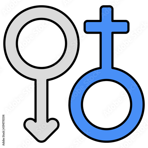 Editable design icon of female and male gender 