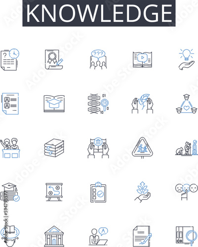 Knowledge line icons collection. Wisdom, Expertise, Awareness, Perception, Insight, Comprehension, Acumen vector and linear illustration. Savvy,Understanding,Intellect outline signs set