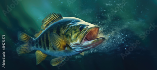 Largemouth Bass Deep Water created with Generative AI Technology, ai, generative © Wildcat93