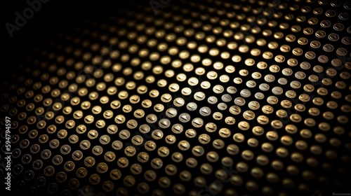 Modern Abstract Pattern Background with Brass Rivets Texture on Black, AI Generative