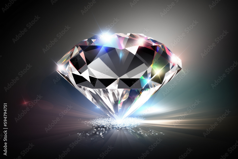 A dazzling diamond sparkles at the center of a mesmerizing abstract background, with brilliant shades and curves creating an alluring visual display. . Generative AI A dazzling diamond sparkles at the center of a mesmerizing abstract background, with brilliant shades and curves creating an alluring visual display. . Generative AI