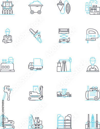 Renovation & remodeling linear icons set. Renovation, Remodeling, Restoration, Upgrade, Refurbishment, Redesign, Transformation line vector and concept signs. Improvement,Overhaul,Revamp outline