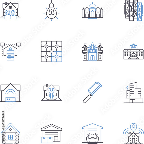 Silos line icons collection. Storage, Harvesting, Agricultural, Grain, Farming, Rural, Corn vector and linear illustration. Wheat,Crops,Bulk outline signs set