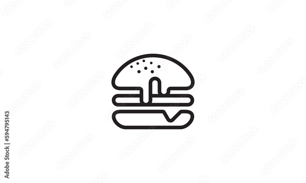 burger logo design. creative modern linear style symbol vector illustration burger logo design. creative modern linear style symbol vector illustration