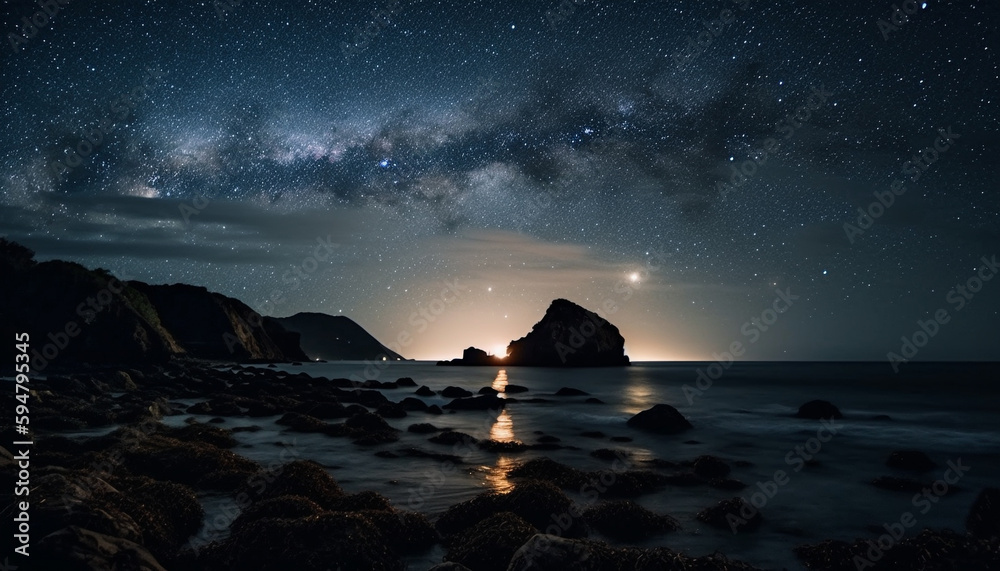 Milky Way illuminates landscape, creates breathtaking beauty generated by AI