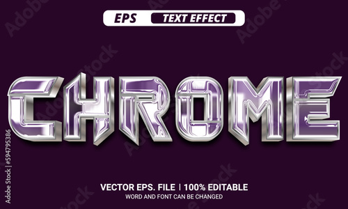 Chrome 3d editable vector text effect