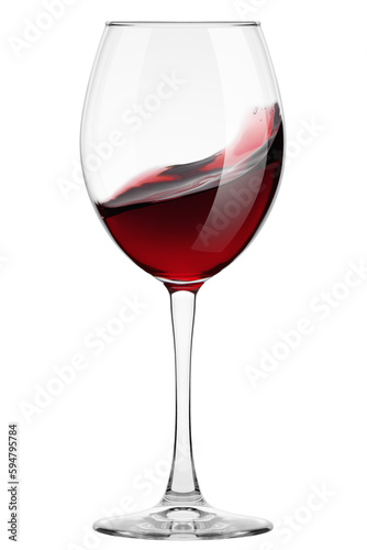 red Wine in glass isolated on white background, full depth of field