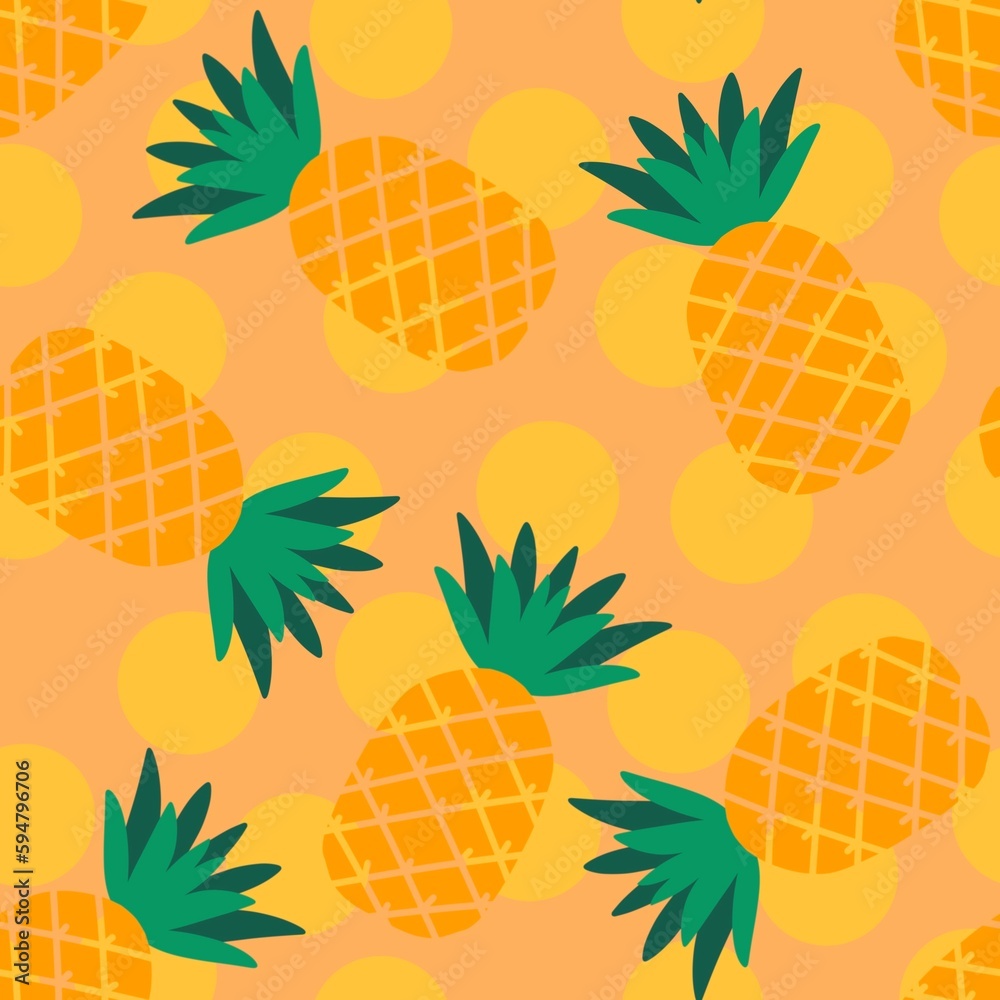 Cartoon summer fruit seamless pineapple pattern for wrapping paper and fabrics and linens and kids clothes print Cartoon summer fruit seamless pineapple pattern for wrapping paper and fabrics and linens and kids clothes print