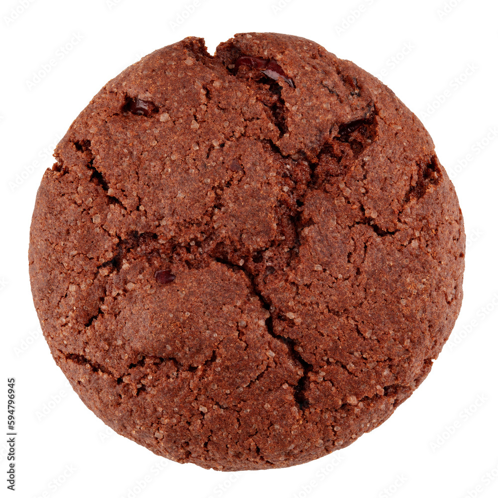Chocolate chip cookie, isolated on white background, full depth of field