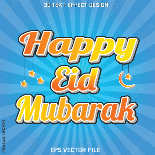 Eid Mubarak 3d text effect design