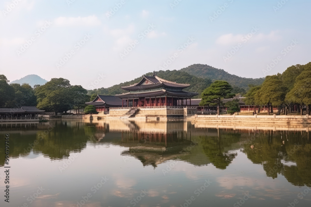 Gyeongbok palace in Seoul City, Gyeongbokgung palace landmark of Seoul, South Korea, Korean wooden traditional house in Gyeongbokgung the main royal palace of Joseon dynasty